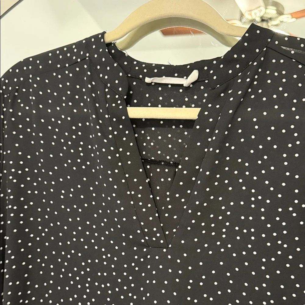 Lush Black Blouse with White Dots - Picture 3 of 5